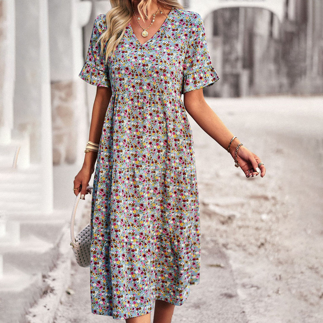 Variant image for Elegantes Blumendruck Midi Kleid - Festliches Damenkleid für Hochzeitsgäste und gesellschaftliche Anlässe-17
