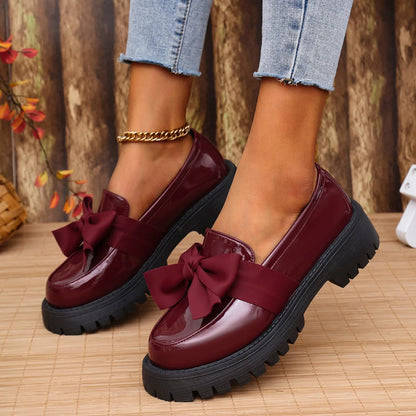 Dicke, Lackierte Ledermokassins Damen mit Robuster Sohle – Elegante Schuhe Damen Mokassin für Komfort und Stil-3