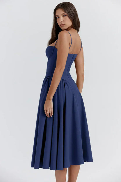 Ärmelloses Korsett Midi-Kleid - Elegantes Midikleid Festlich aus Premium-Stoff für formelle Anlässe