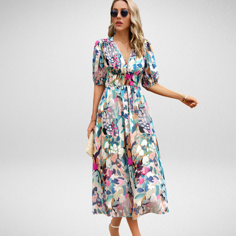 Variant image for Elegantes Bedrucktes Midi Kleid – Vielseitiges Sommerkleid Midi Für Arbeit Und Feste-17