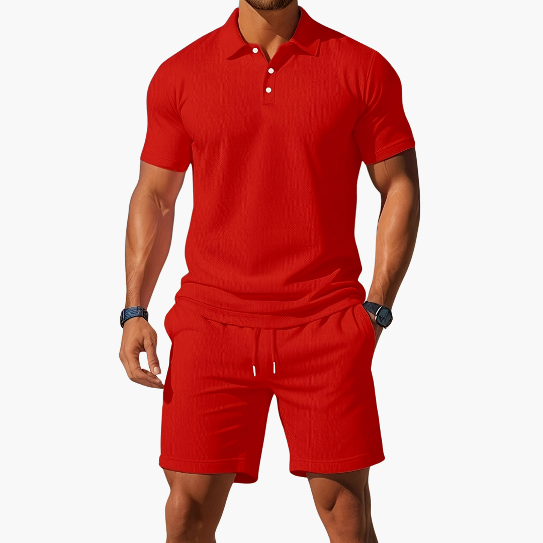 Men’s Polo & Shorts Set Smart-Casual Matching Summer Outfit