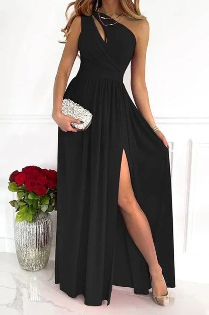 Elegantes One-Shoulder-Abendkleid Schwarz, Knielanges Kleid Für Hochzeitsgäste, Abendkleider Kurz