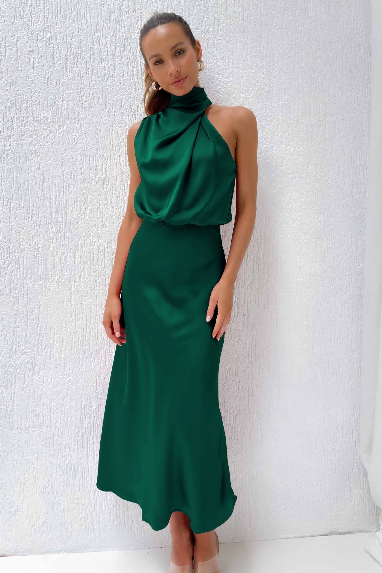 Variant image for Langes Satin Halterneck Abendkleid Für Hochzeiten Und Elegante Anlässe-36
