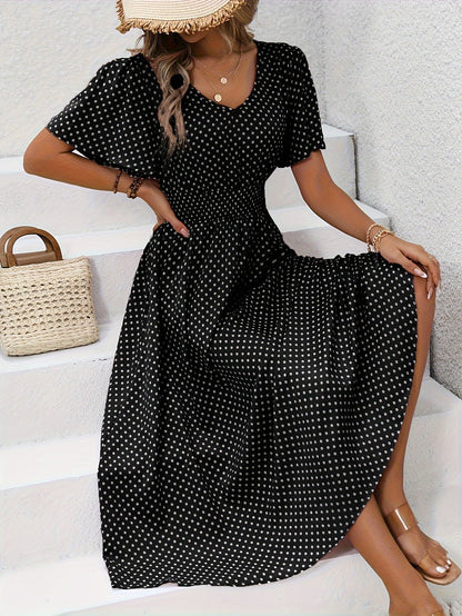 Feminines Sommerkleid Damen mit Gesammelter Taille, Leichtem Atmungsaktivem Stoff, Größen S-XXL, Ideal für Warme Tage