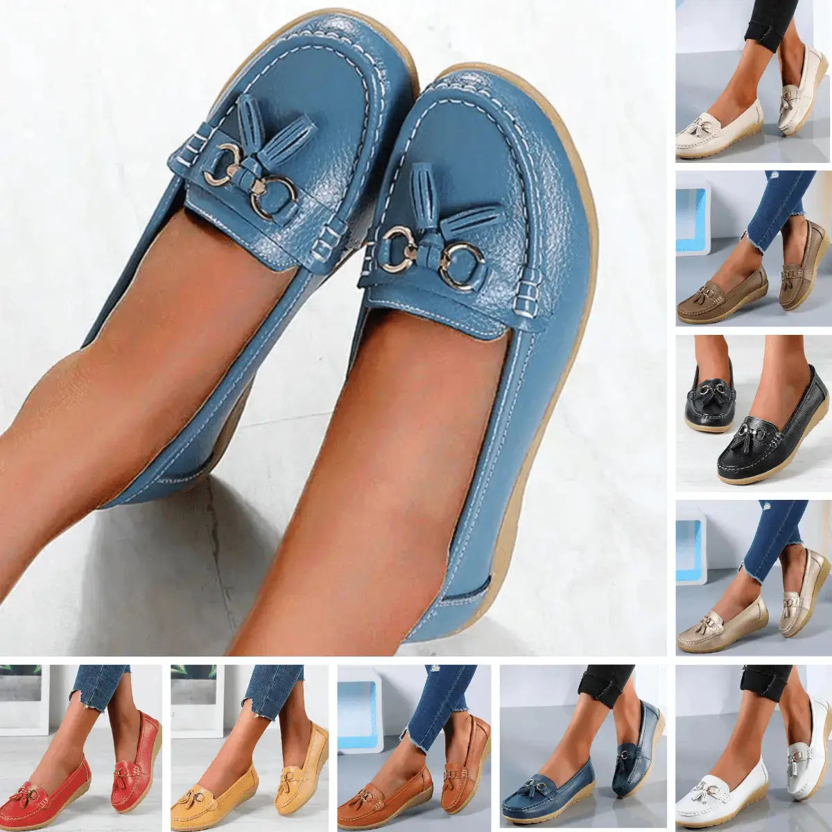 Orthopädische Mokassins Damen, Atmungsaktive PU-Leder Mokassin Schuhe für Komfort und Unterstützung-3