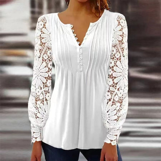 Elegantes Damen Top Aus Atmungsaktiver Baumwollmischung, Schmeichelhafte Passformbluse Für Arbeit Und Freizeit-1