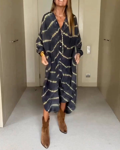 Leichtes V-Ausschnitt Damenkleid, Atmungsaktives Sommerkleid mit Entspannter Passform für Bequeme Outfits