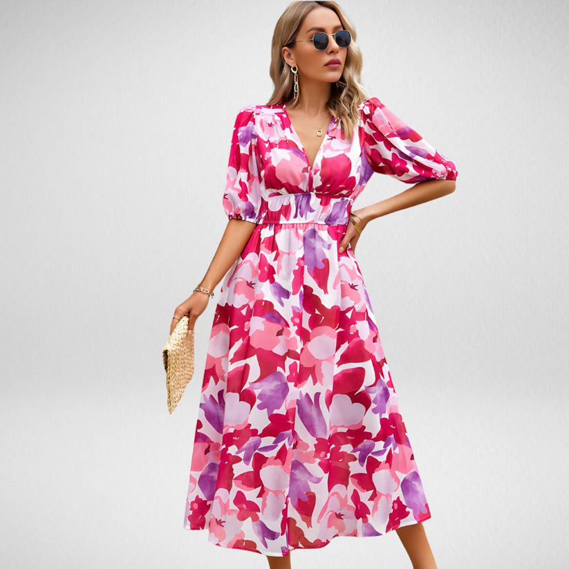 Variant image for Elegantes Bedrucktes Midi Kleid – Vielseitiges Sommerkleid Midi Für Arbeit Und Feste-21