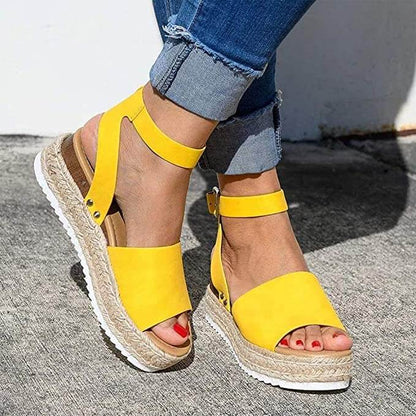 Variant image for Frauen Kunstleder Plattformsandalen Mit Verstellbaren Knöchelgurten Und Offener Spitze – Sommer Sandalen Damen, 2 Zoll Espadrille-Höhe-37