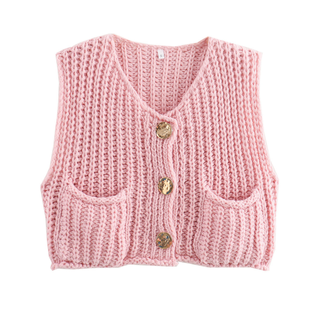 Ärmellose Strickweste Damen mit Taschen, Bequeme Passform für Jeden Anlass, Lange Weste für Vielseitigen Stil