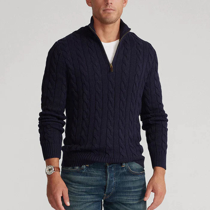 Men’s Textured Half-Zip Jumper Classic Warm Layer for Smart & Casual Looks