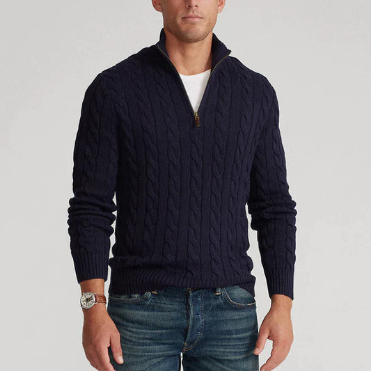 Men’s Textured Half-Zip Jumper Classic Warm Layer for Smart & Casual Looks
