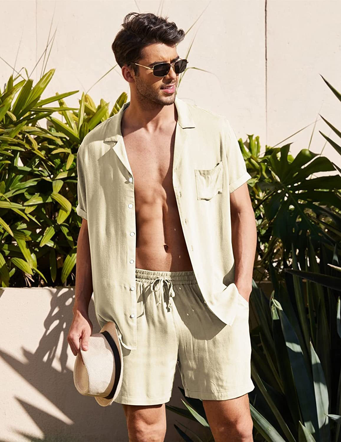 Leichtes Leinen Sommerset für Herren, Elegante Freizeitkleidung, Größen S-XXL, Herrenbekleidung Online-2
