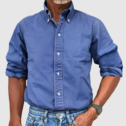 Vintage Herren Langarmhemd Mit Verblasstem Look – Causal & Halbformal, Ideal Für Jeden Anlass