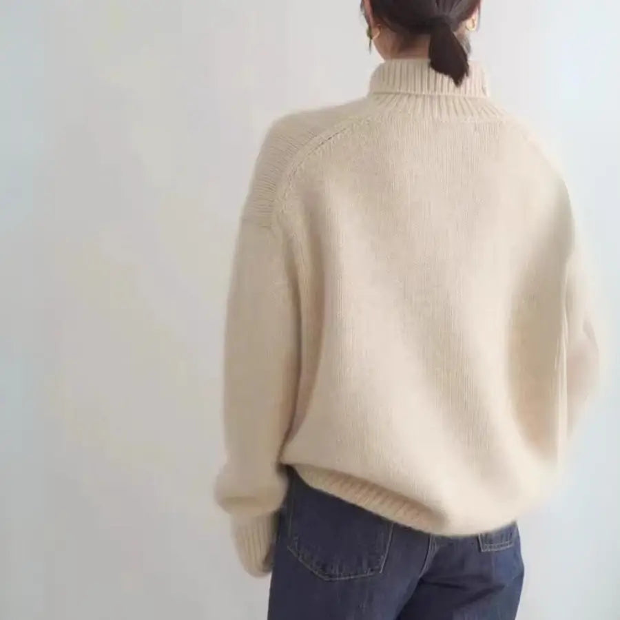 Übergroßer Rollkragen Kaschmirpullover Damen - Weicher, Entspannter Stil für Kühle Tage-5
