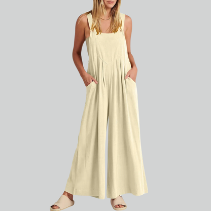 Variant image for Plus-Size Vintage Baumwollwäsche Weitbein Overall Mit Taschen Für Damen-55