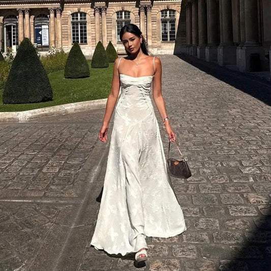 Langes Blumen-Jacquard Bustier Kleid für Damen - Elegantes Hochzeitsgast Kleid und Festliches Kleid