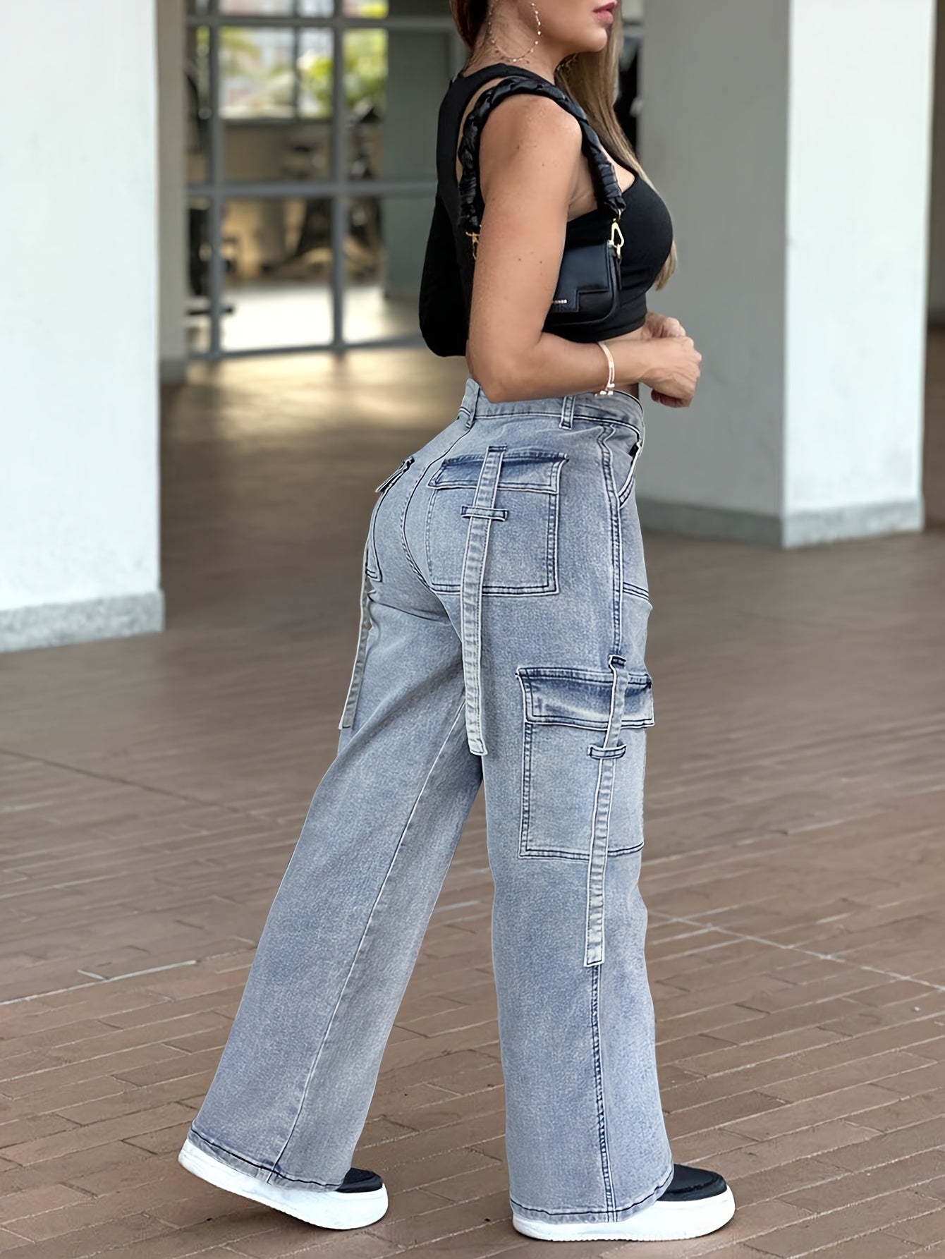 Trendige Frachtjeans Damen Mit Stretchstoff Und Praktischen Taschen-4