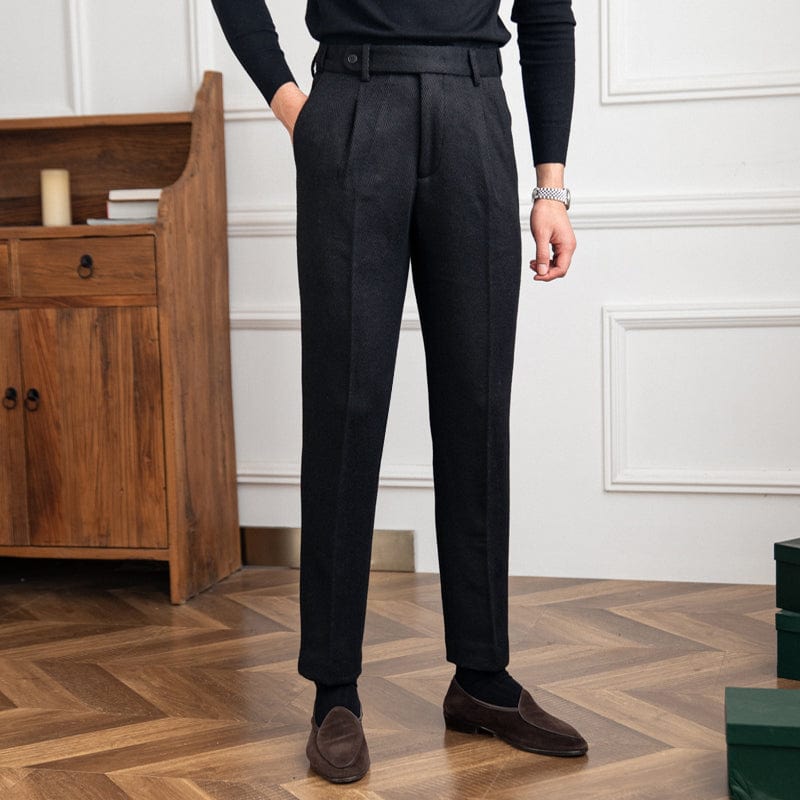 Elegante Chevron-Muster Wollhosen für Frauen mit Knopfverschluss und geradem Schnitt-4