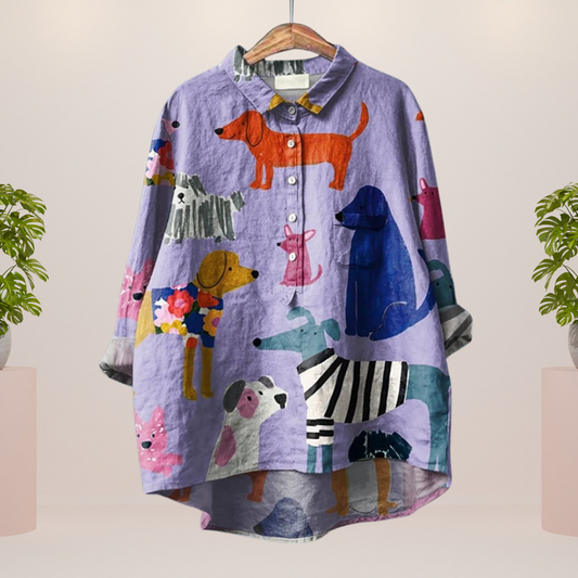 Künstlerisches Hundeshirt T-Shirt mit Hundemotiv, Bequemer Regulärer Fit für Den Täglichen Stil-1