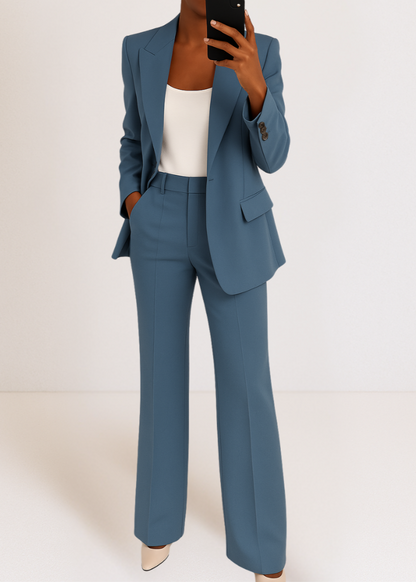 Women’s Tailored Suit Set Classic Blazer & Straight-Leg Pants
