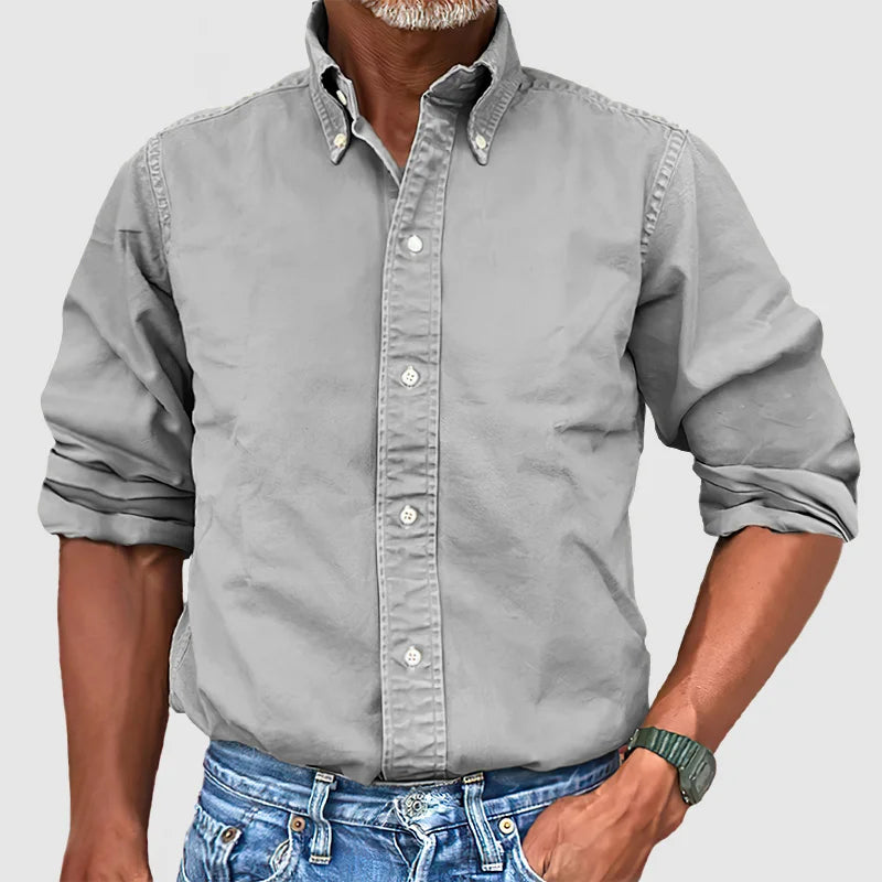 Variant image for Vintage Herren Langarmhemd Mit Verblasstem Look – Weiche Baumwollmischung, Causal & Halbformal, Ideal Für Jeden Anlass-49