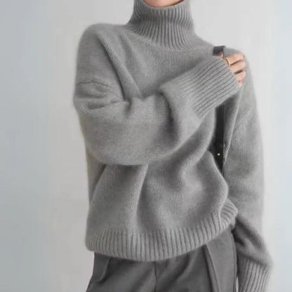 Übergroßer Rollkragen Kaschmirpullover Damen - Weicher, Entspannter Stil für Kühle Tage-6