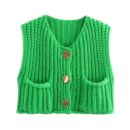 Ärmellose Strickweste Damen mit Taschen, Bequeme Passform für Jeden Anlass, Lange Weste für Vielseitigen Stil