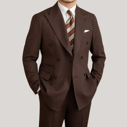 Men’s Double Breasted Suit Set Classic Peak Lapel Two-Piece for Formal Elegance