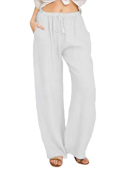 Variant image for Legere Damen Weite Baumwollhose mit Kordelzug und Taschen – Stoffhose Damen für Komfort und Stil-17