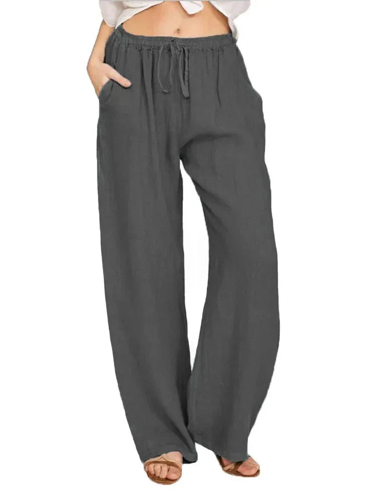 Variant image for Legere Damen Weite Baumwollhose mit Kordelzug und Taschen – Stoffhose Damen für Komfort und Stil-27