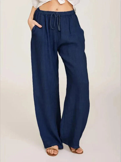 Legere Damen Weite Baumwollhose mit Kordelzug und Taschen – Stoffhose Damen für Komfort und Stil-6