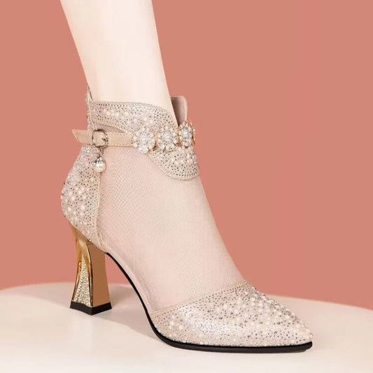 Atemberaubende Damen High-Heel Sandalen – Netzdesign mit Strasssteinen, für besondere Anlässe 0