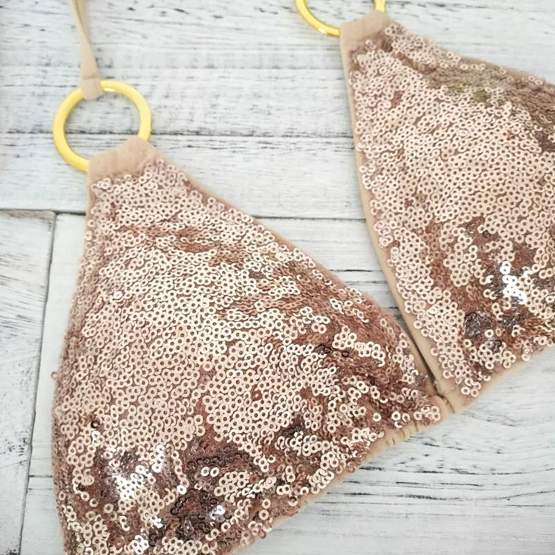 Atemberaubender Damen Bikini – Push-Up, Pailletten, für Strand und Pool 2