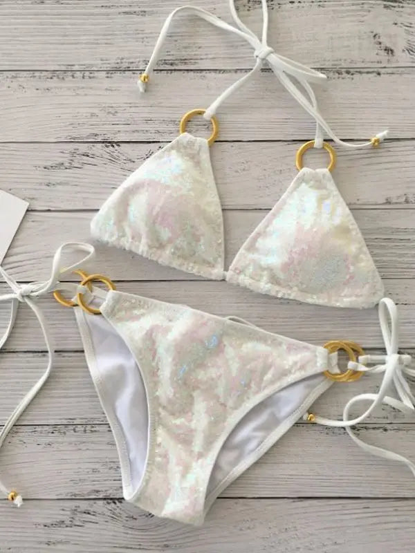 Atemberaubender Damen Bikini – Push-Up, Pailletten, für Strand und Pool 4