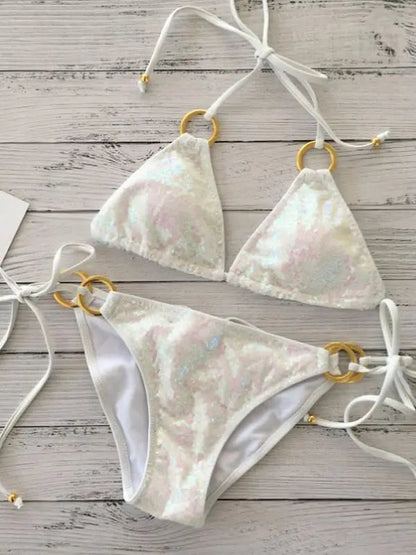 Atemberaubender Damen Bikini – Push-Up, Pailletten, für Strand und Pool 4