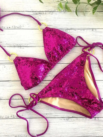 Atemberaubender Damen Bikini – Push-Up, Pailletten, für Strand und Pool 8