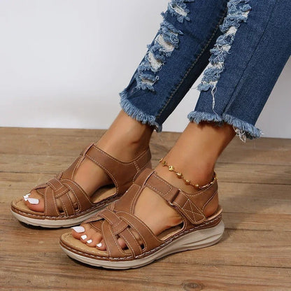 Atmungsaktive Damen Sandalen – modisches Ledermaterial, für den Alltag und Sommerausflüge 3