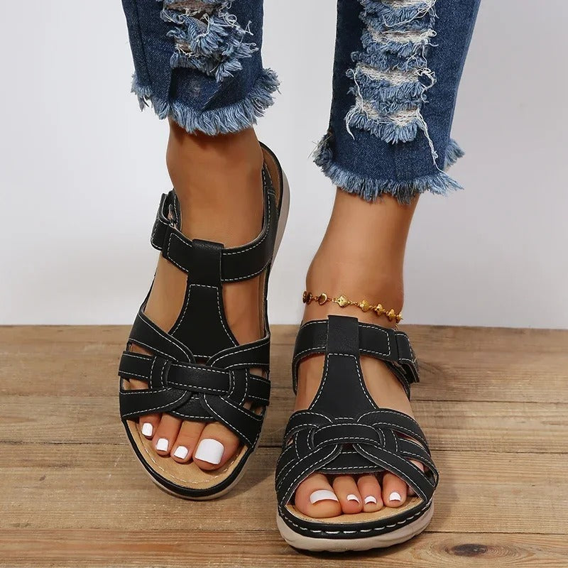 Atmungsaktive Damen Sandalen – modisches Ledermaterial, für den Alltag und Sommerausflüge 4