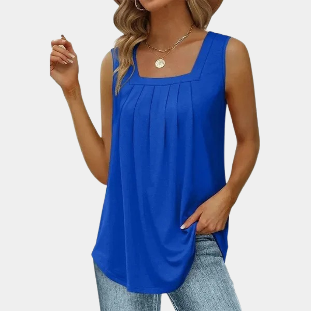 Atmungsaktive Damenbluse – mouwlos, gerafftes Design, aus Baumwolle und Polyester, für Büro und Freizeit 1