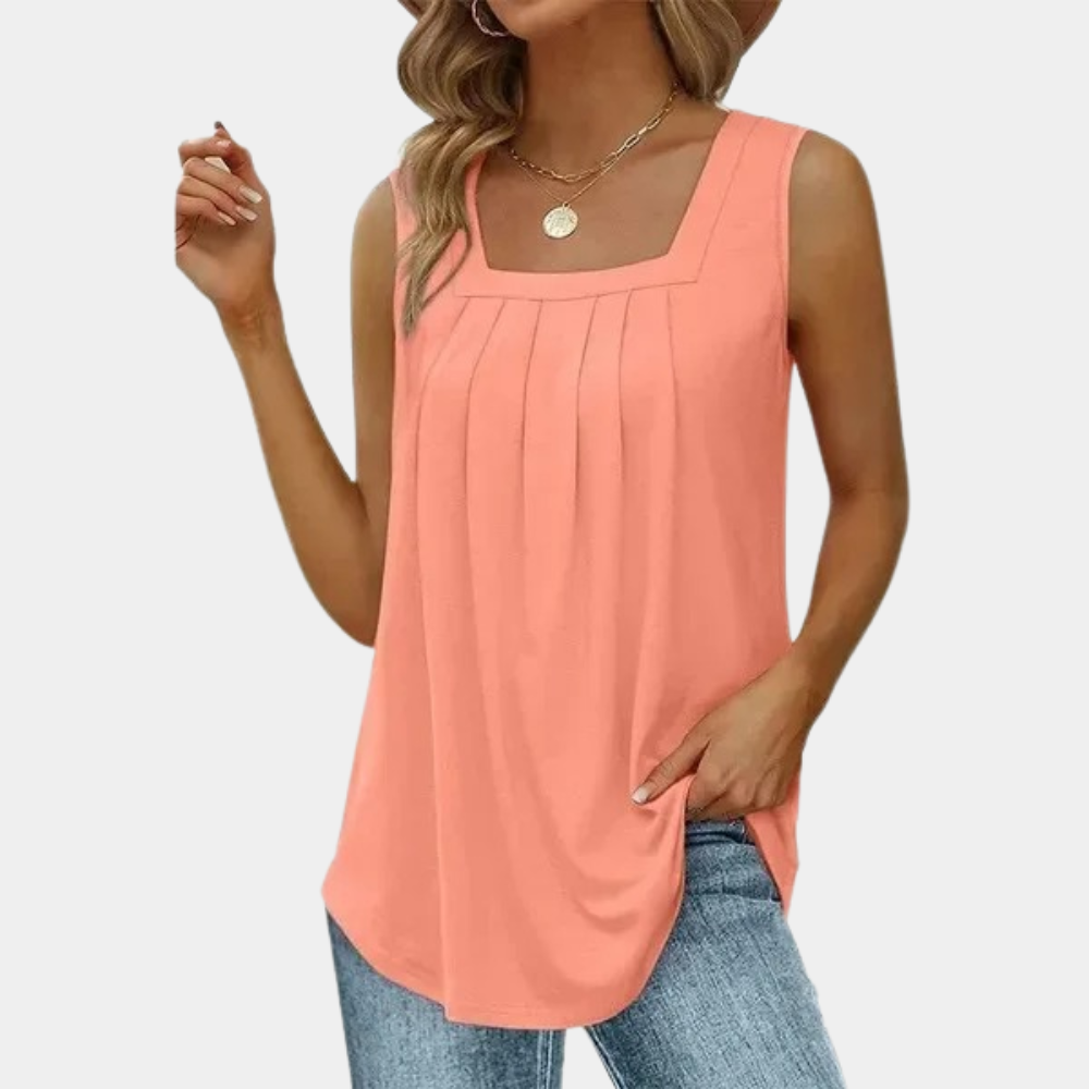 Atmungsaktive Damenbluse – mouwlos, gerafftes Design, aus Baumwolle und Polyester, für Büro und Freizeit 3