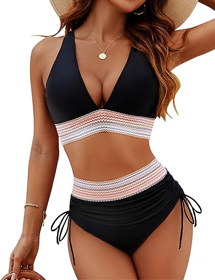 Atmungsaktiver Damen Bikini – Crop-Top-Design, elastisches Material, für Strand und Pool 0
