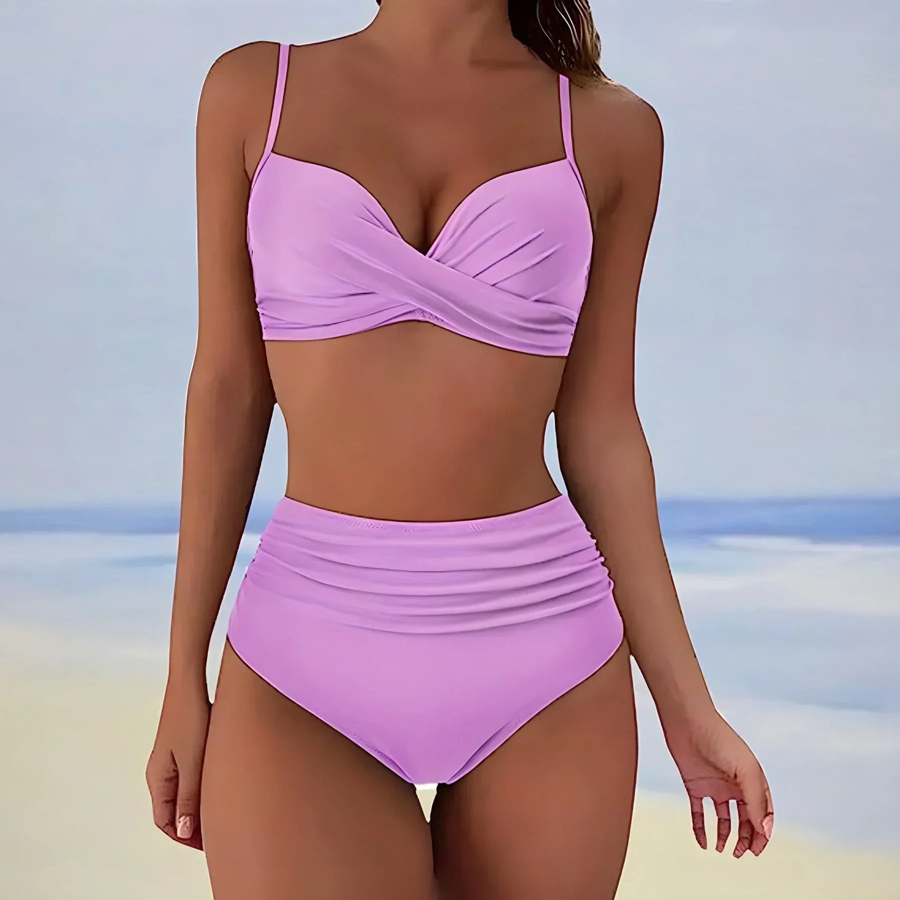 Atmungsaktiver Damen High-Waist-Bikini – eleganter Schnitt, hochwertiges Material, für den Sommer 1