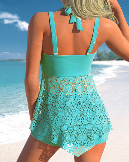 Atmungsaktives Damen Tankini-Set – mit Spitze und Mesh, für den Strand 2