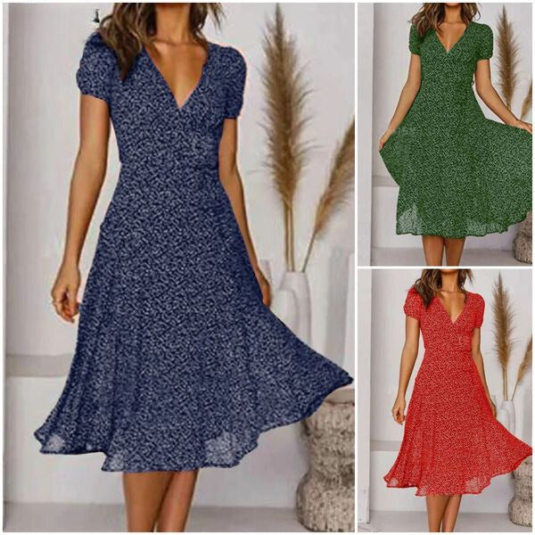 Atmungsaktives Damenkleid – V-Ausschnitt A-Linie, Leinen, für Büro und Freizeit 1