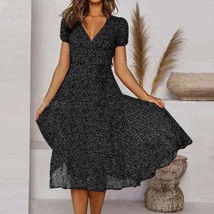 Atmungsaktives Damenkleid – V-Ausschnitt A-Linie, Leinen, für Büro und Freizeit 5