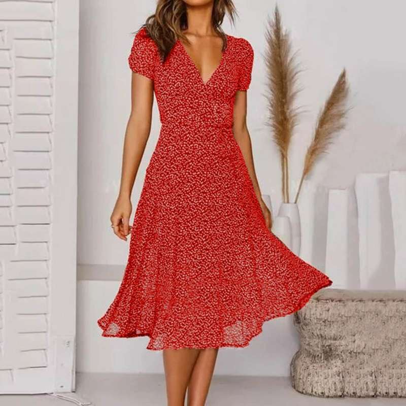 Atmungsaktives Damenkleid – V-Ausschnitt A-Linie, Leinen, für Büro und Freizeit 6
