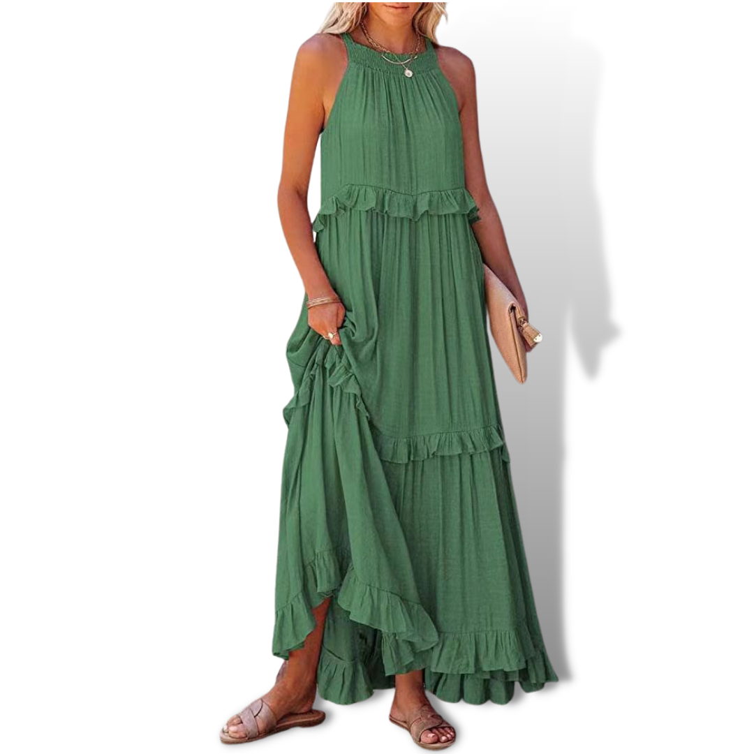 Atmungsaktives Damenkleid – knitterfreies Design, Leinen-Viskose-Baumwolle, für festliche Anlässe 1