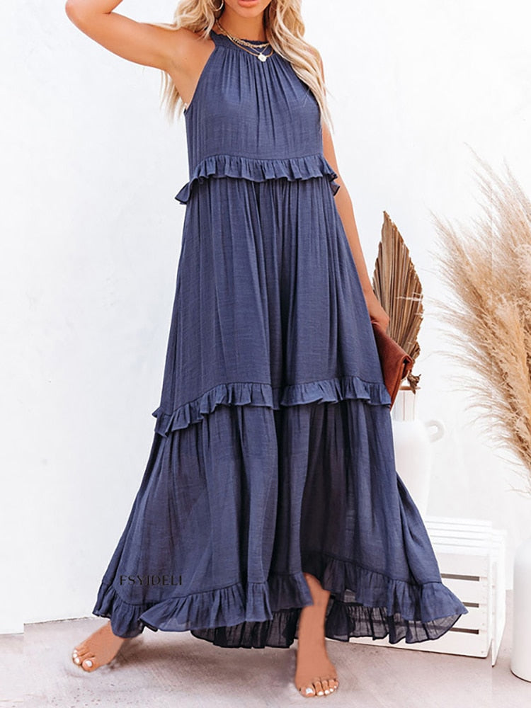 Atmungsaktives Damenkleid – knitterfreies Design, Leinen-Viskose-Baumwolle, für festliche Anlässe 2