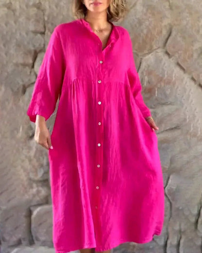 Atmungsaktives Damenkleid – lässiger Schnitt, Baumwoll-Leinen-Mischung, für jede Jahreszeit 5